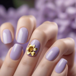 Short lilac design with single gold flower very simple