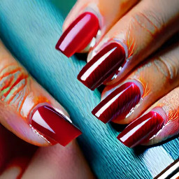 Cherry nails with French tip