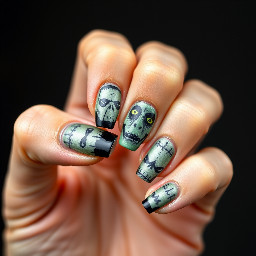Lisa Frankenstein inspired nails