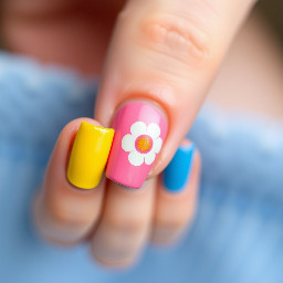 Fun spring summer colorful, pink blue yellow